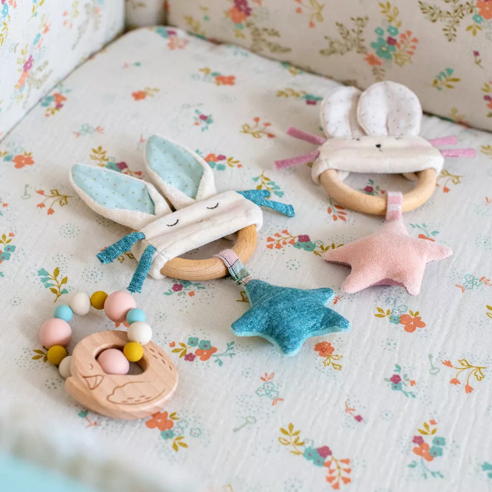 Moulin Roty Pink Mouse Wooden Ring Rattle, La Petite Ecole de Danse