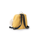 Yellow backpack with black straps on a white background