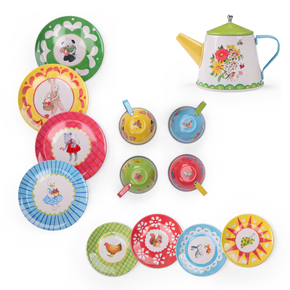 Moulin Roty Metal Tea Set La Grande Famille Yoyo Flo