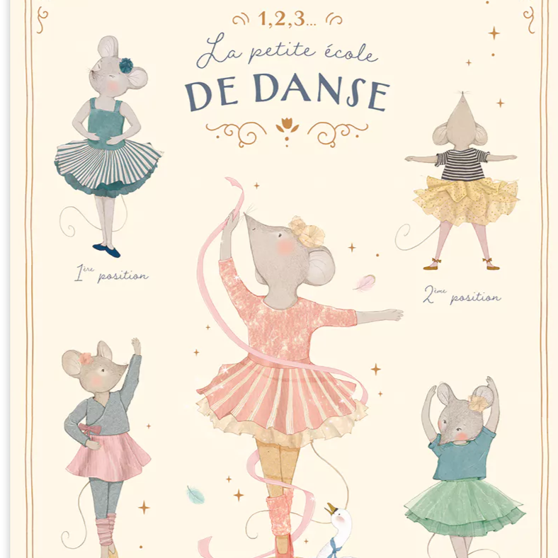 Moulin Roty The 5 Positions Ballet Poster, La Petite Ecole de Danse