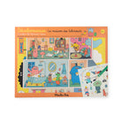 A children's sticker book or sticker set titled 'Décollomaries La maison des Schmeouts' by Mauden Poly, shown on a plain white background. The packaging is orange with a colorful illustrated collage of cartoon characters and rooms, and a small sheet of stickers is partially visible at the lower right.