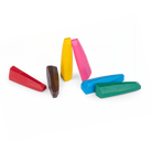Set of colorful wedge-shaped crayons on a white background