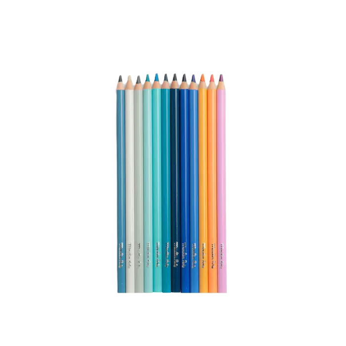 Moulin roty Set of colored pencils in various blue colours for colouring the sky