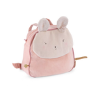 Pink backpack shaped like a mouse on a white background