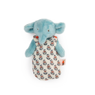 Plush elephant toy with a floral pattern on a white background