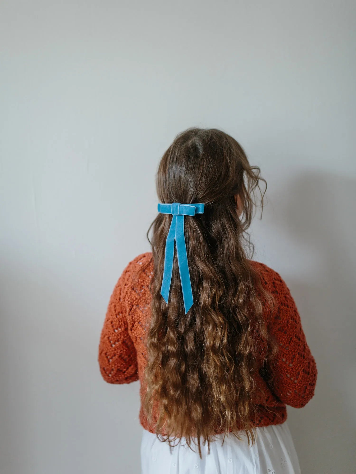 Handmade Velvet Hair Bow, Blue