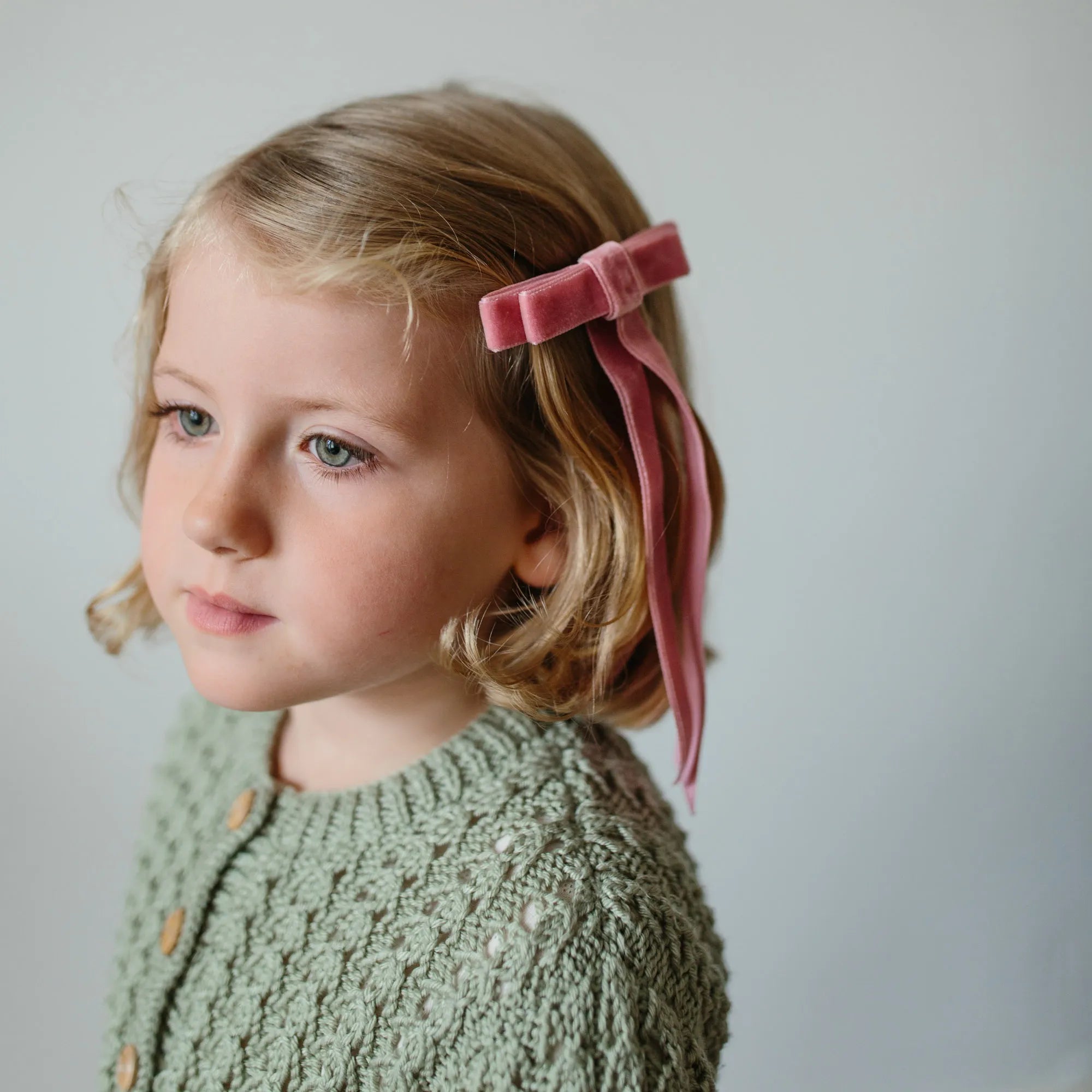 Handmade Velvet Hair Bow, Ballet Pink