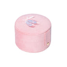 Pink jewelry box with ballet slipper design on a white background