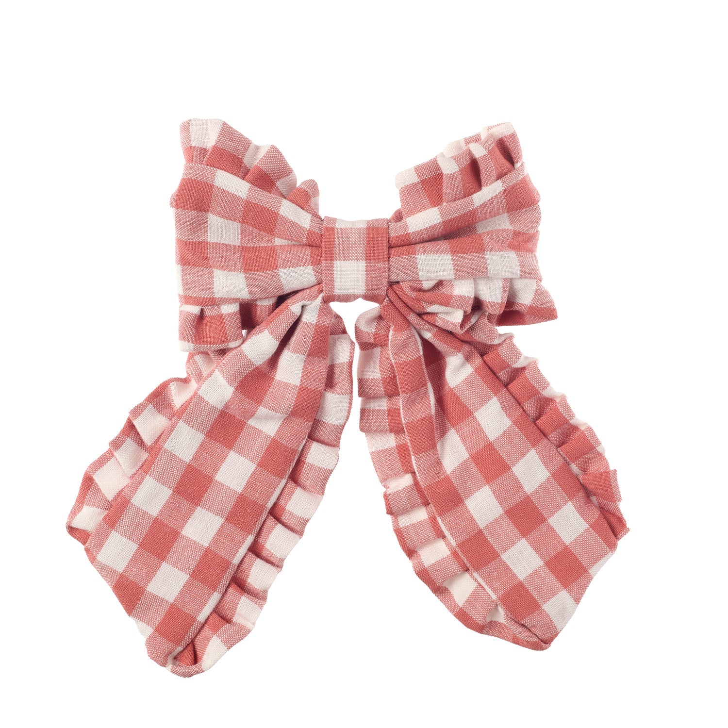 Red and white checkered bow on a white background