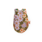 Floral-patterned baby bunting on a white background