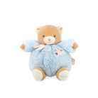 Plush teddy bear toy with blue wings and a bow tie on a white background