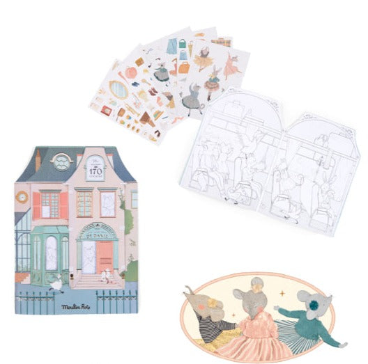 Moulin Roty Colouring book & stickers, La Petite Ecole de Danse