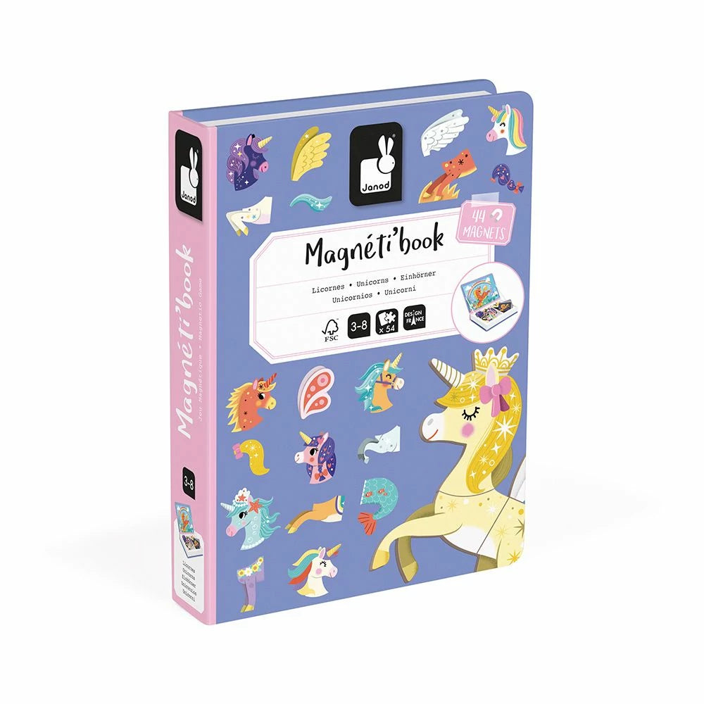 Magnet book with unicorn design on a white background