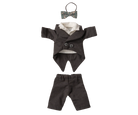 maileg mouse  groom outfit with jacket, pants, and bow tie on a white background
