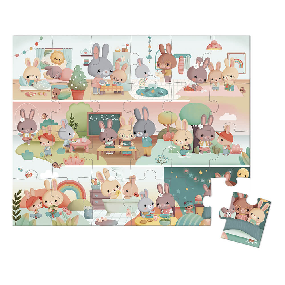 Children's puzzle with cartoon animal characters in pastel colours