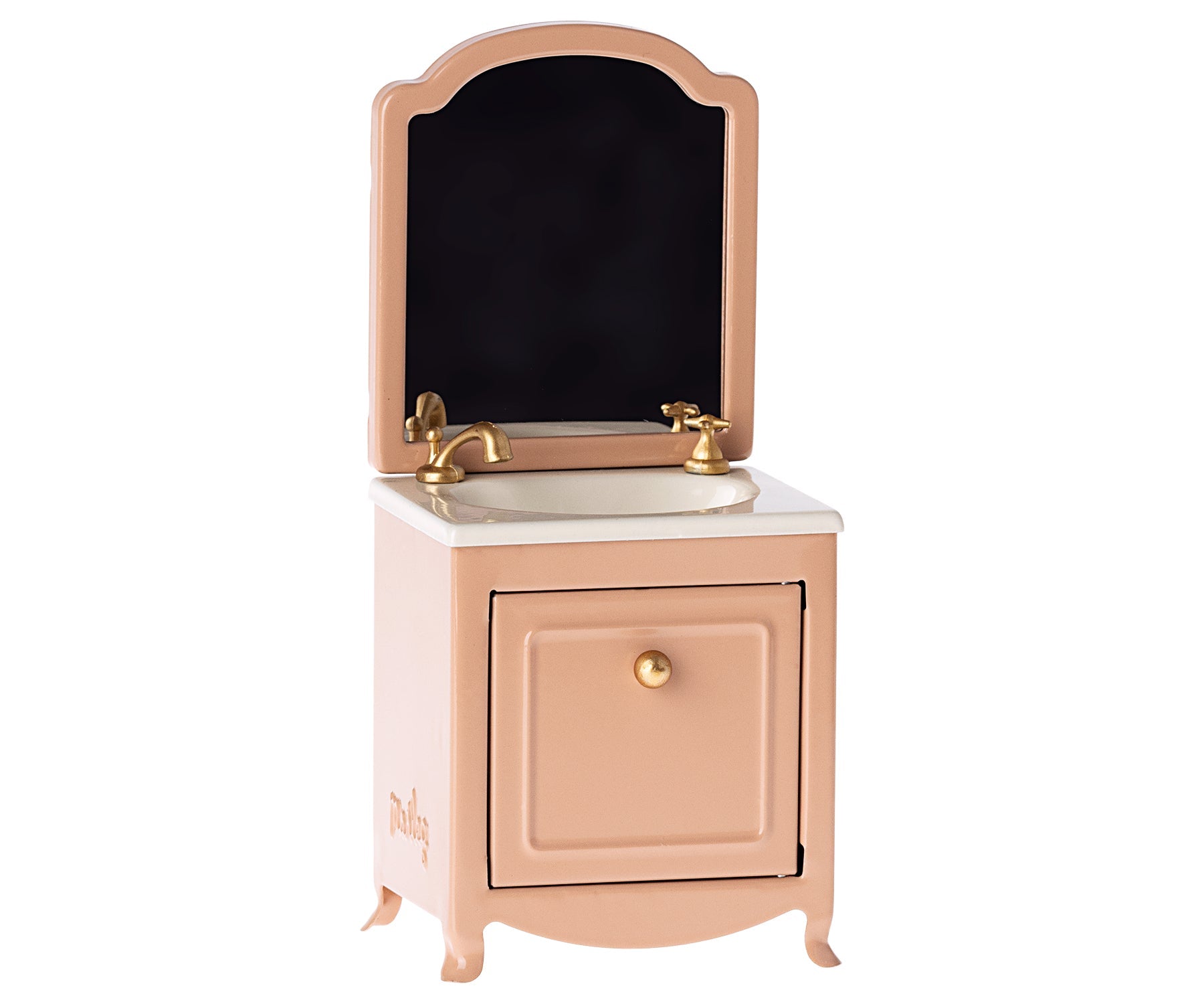 Maileg sink dresser with mirror, mouse, dark powder