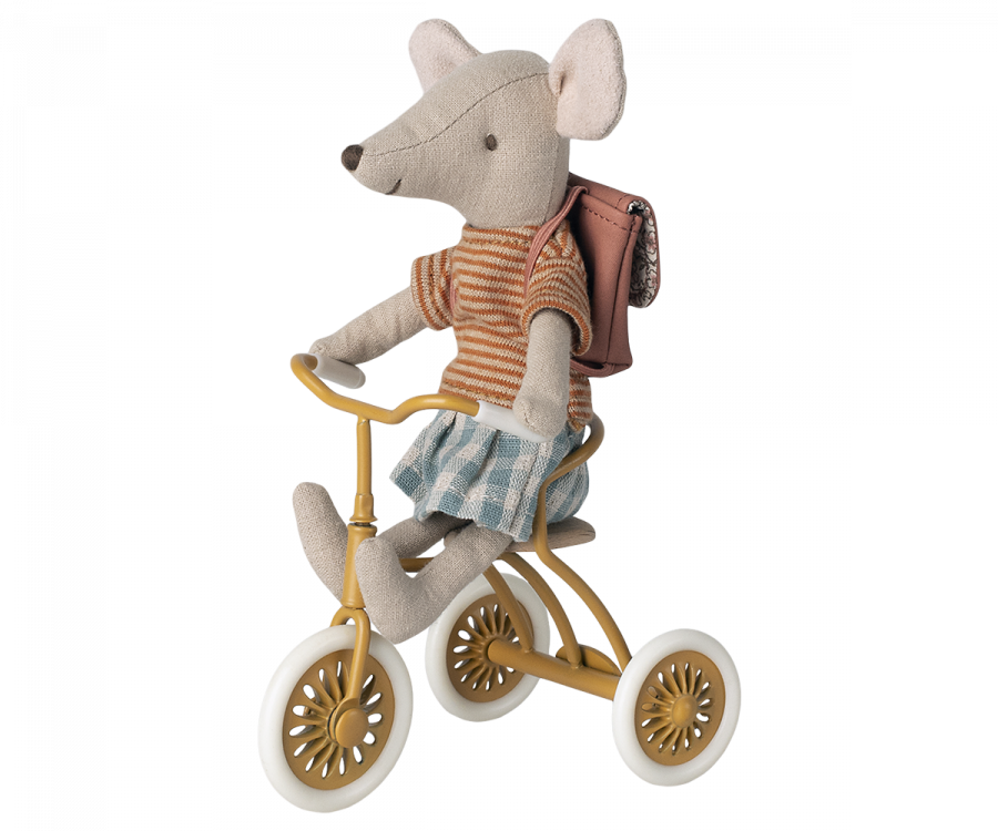 Maileg Tricycle and Garage Box, Ochre