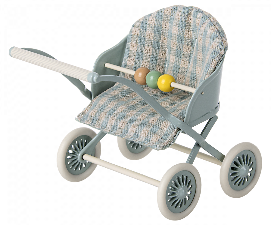 Maileg Stroller for Baby Mice, Blue