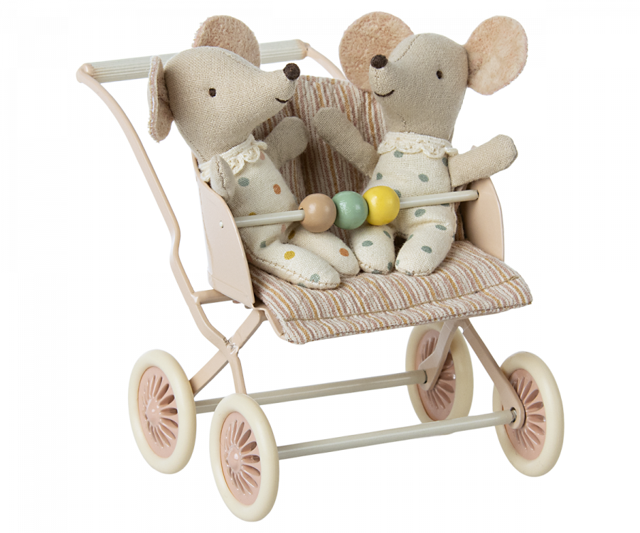 Maileg Stroller for Baby Mice, Rose