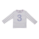 Bob and Blossom Number 3 Breton T-Shirt - Parma Violet and white