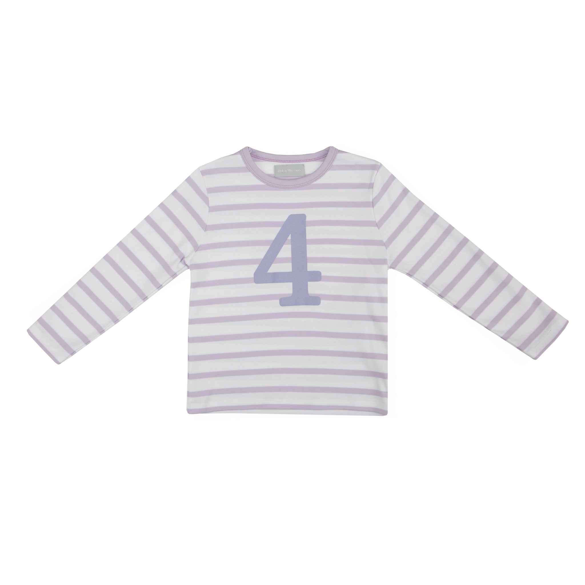 Bob and Blossom Number 4 Breton T-Shirt - Parma Violet and white