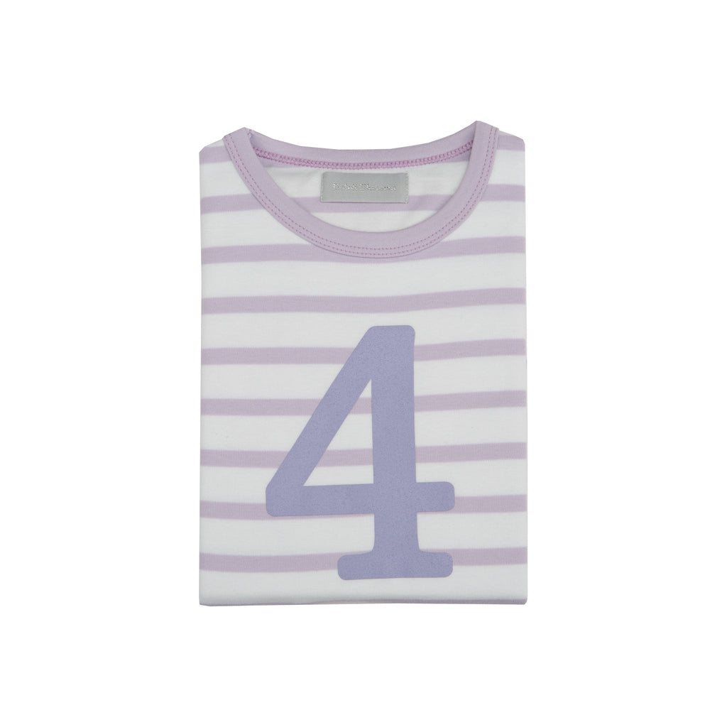 Bob and Blossom Number 4 Breton T-Shirt - Parma Violet and white