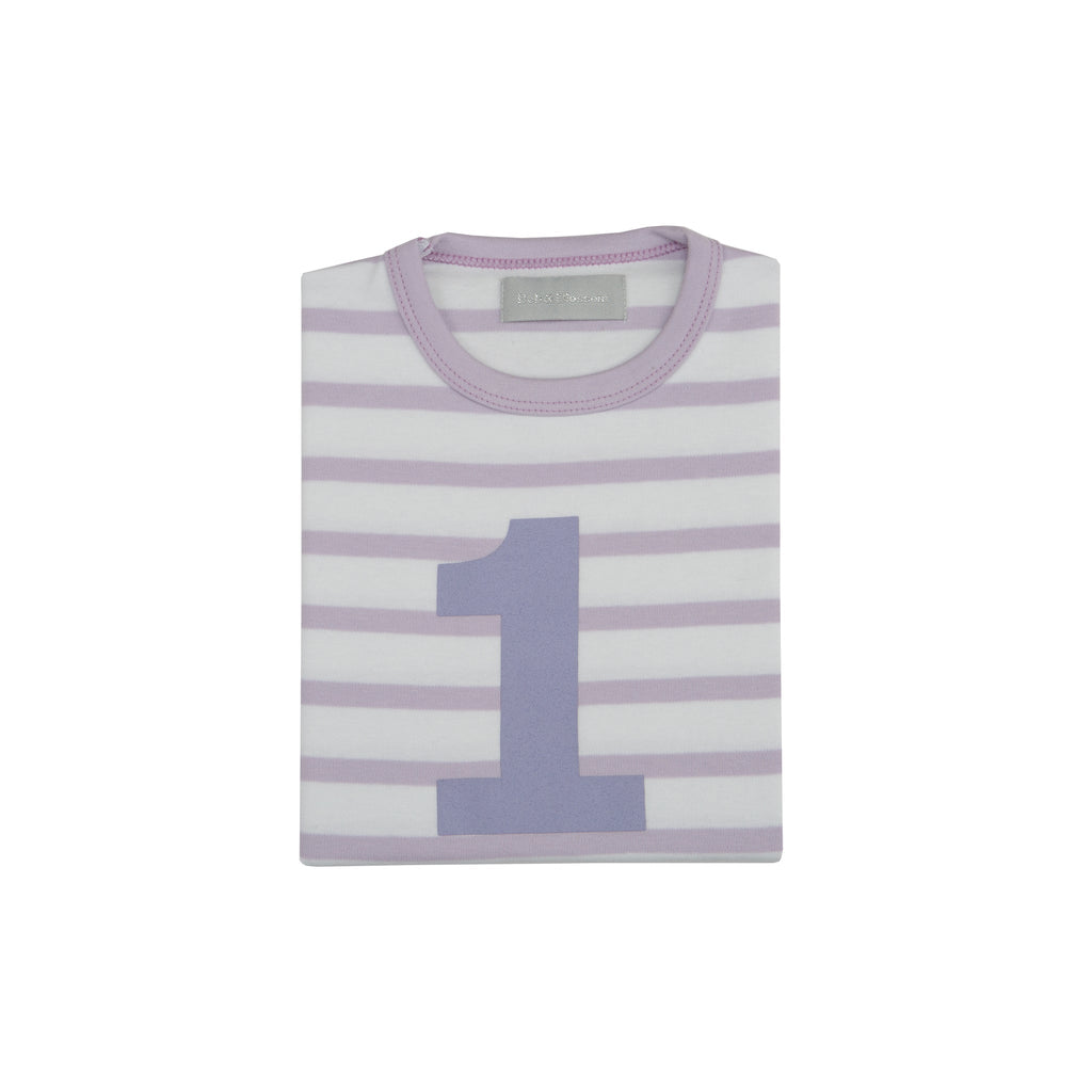 NumbeBob and Blossom Number  1 Breton T-Shirt - Parma Violet and white