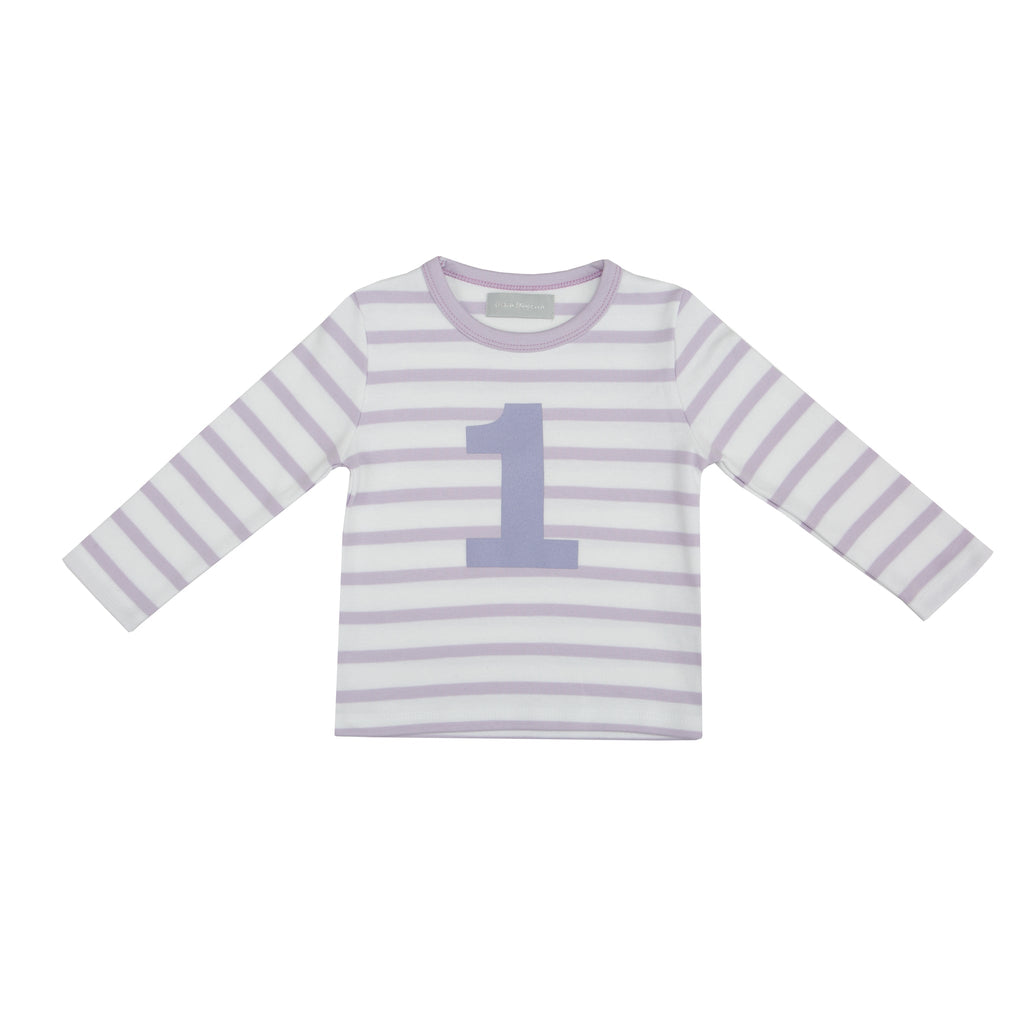 Bob and Blossom Number 1 Breton T-Shirt - Parma Violet and  white