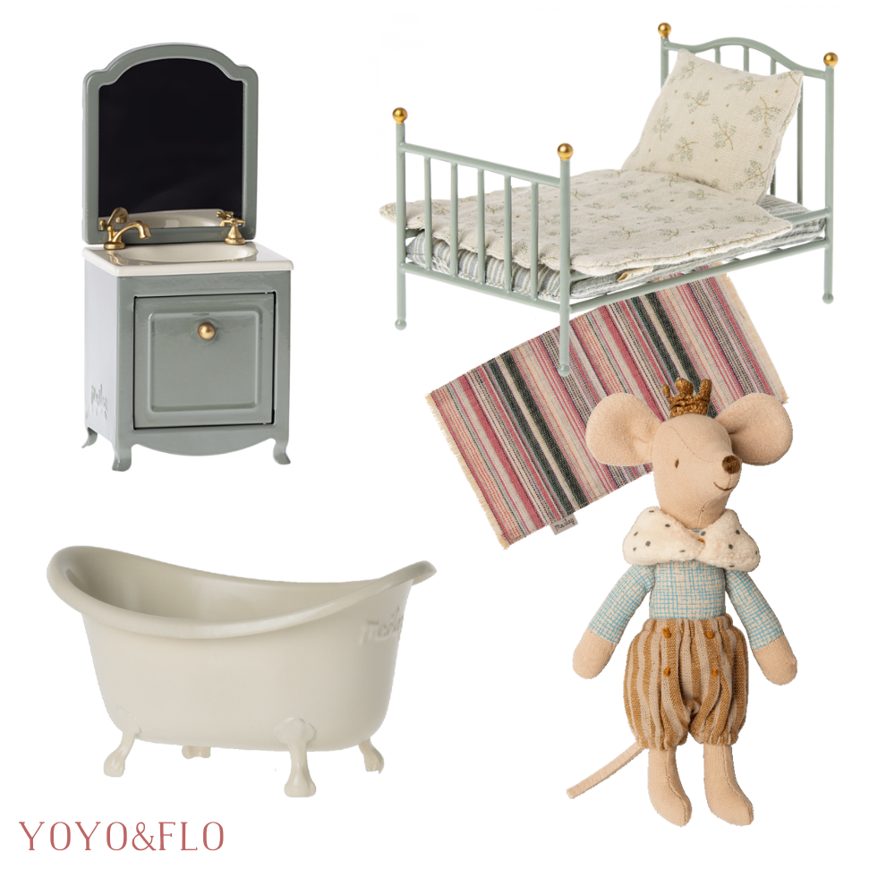 Maileg Prince Mouse Bedroom with Sink Dresser, MintMaileg Prince Mouse Bedroom with Sink Dresser, Mint