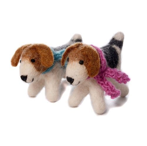 Amica Felt Mini Fox Terriers - set of two