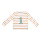 Bob and Blossom Number 1 Breton T-Shirt - Biscuit and green