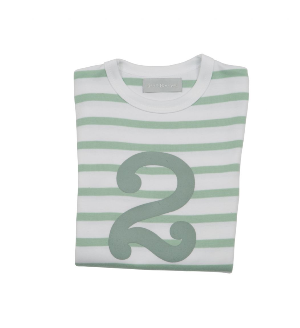 Bob and Blossom Number 2 Breton T-Shirt - Seafoam