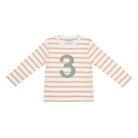 Bob and Blossom Number 3 Breton T-Shirt - Biscuit and green