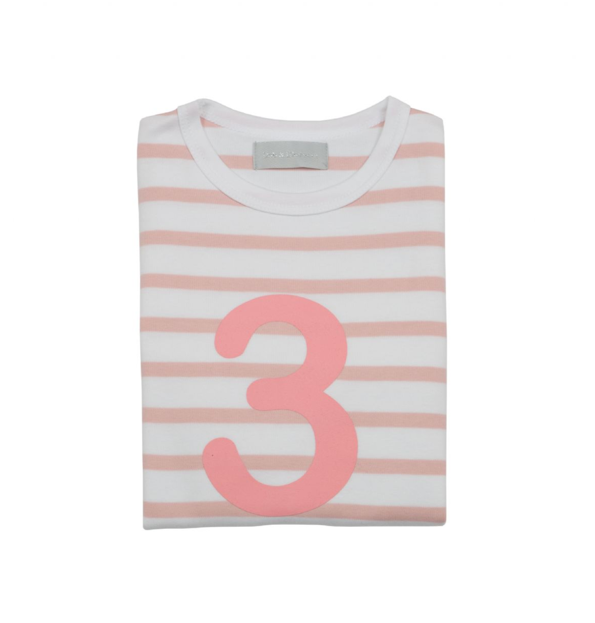 Bob and BlossomNumber 3 Breton T-shirt - dusty pink & white