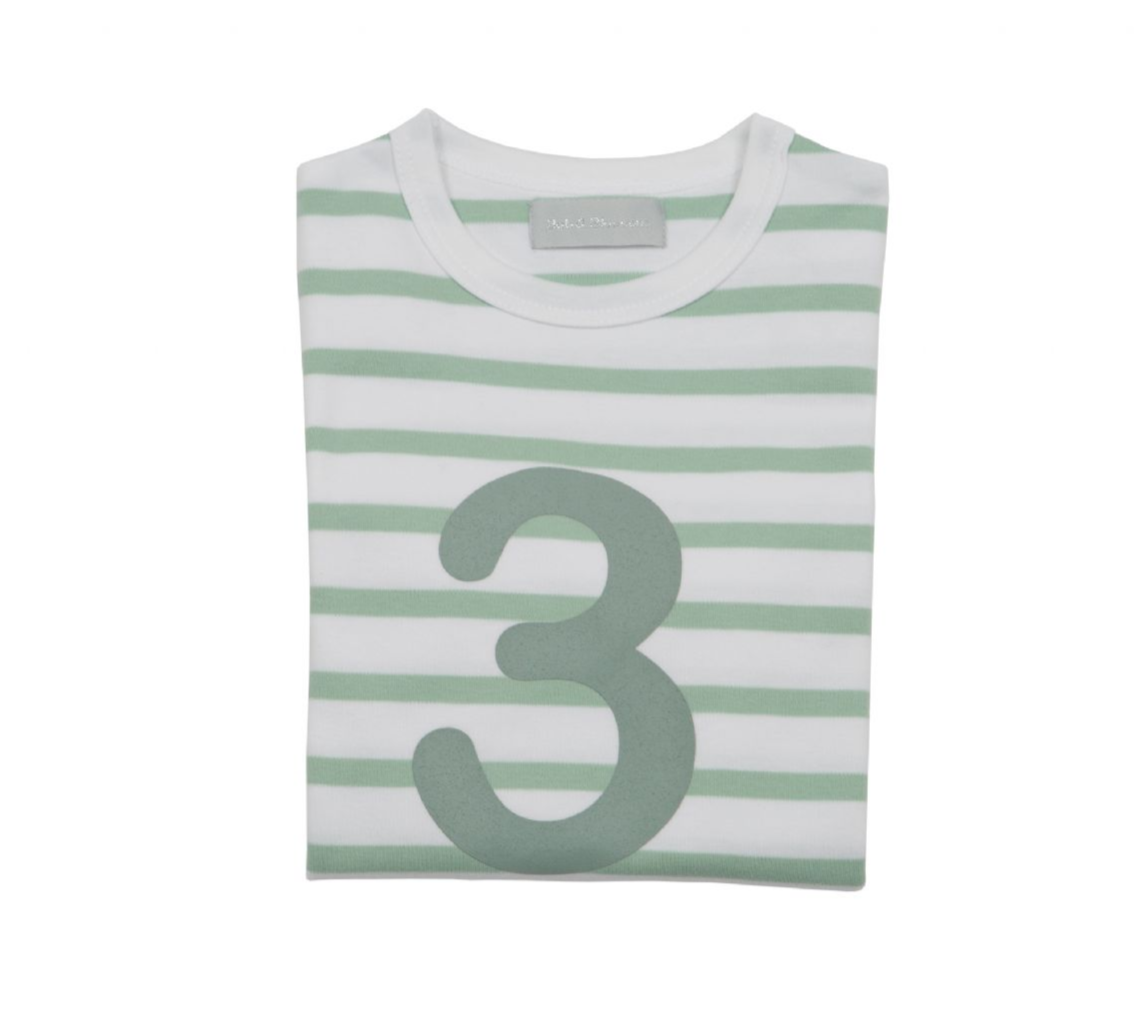 Bob and Blossom Number 3 Breton T-shirt - Seafoam