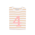 Bob and Blossom Number 4 Breton T-Shirt - biscuit and pink