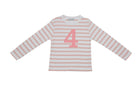 Bob and Blossom Number 4 Breton T-Shirt - dusty pink & white