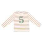 Bob and Blossom Number 5 Breton T-Shirt - Biscuit and green