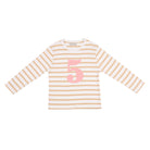 Bob and Blossom Number 5 Breton T-Shirt - biscuit and pink