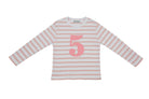 Bob and Blossom Number 5 Breton T-Shirt - dusty pink & white