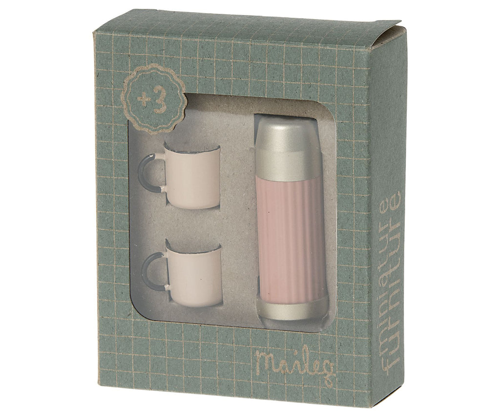 Maileg Miniature Thermos & cups - coral