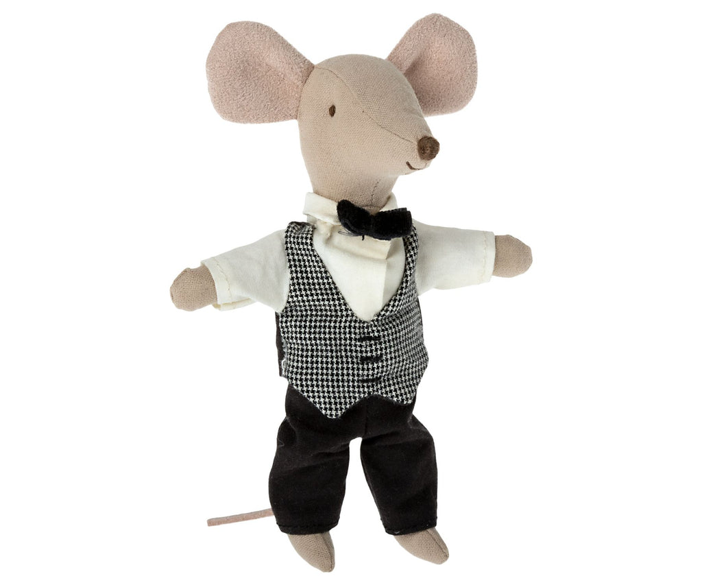 Maileg Waiter mouse big brother in waistcoat and bow tie 
